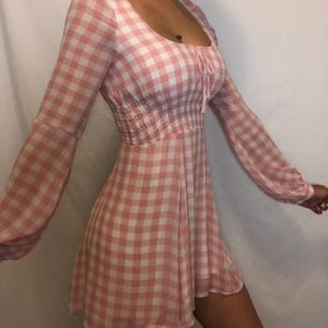 Pink And White Gingham Dress in Womens M